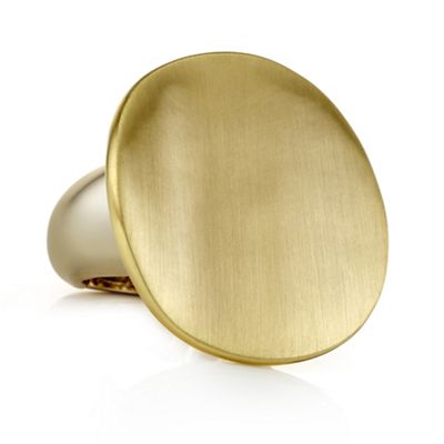 Designer gold textured disc ring